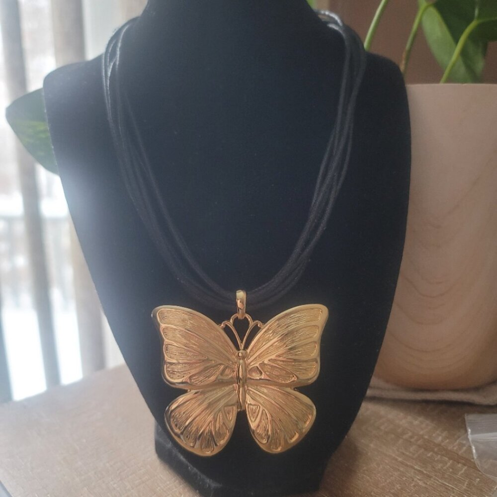 Multi-rope butterfly statement necklace. Brand new. Gift box included. - Picture 4 of 5